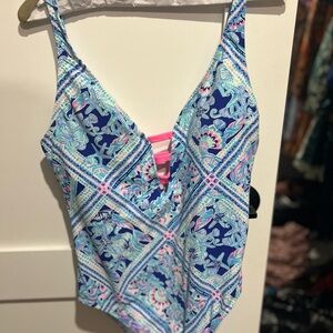 Lilly Pulitzer One Piece Swimsuit - Blue and Pink Pattern